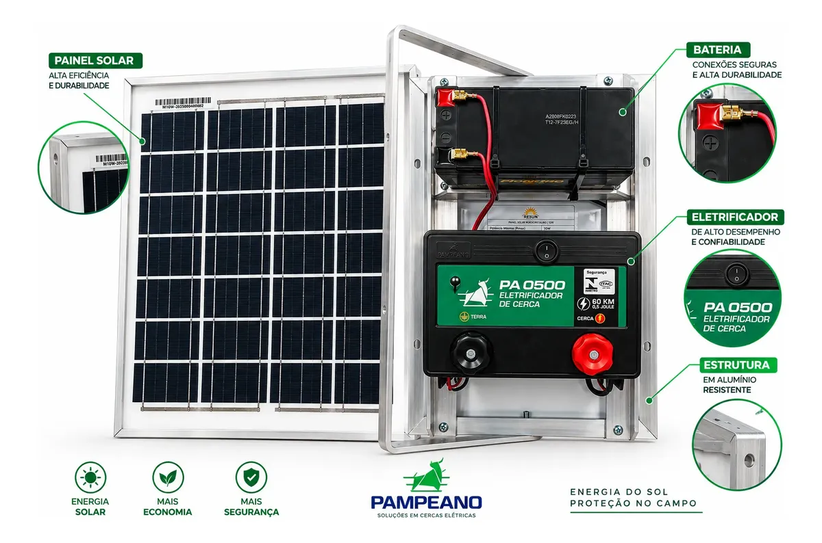 d nq np 2x 932421 mlb116213061618 092026 f eletrificador de cerca rural solar pampeano 60km